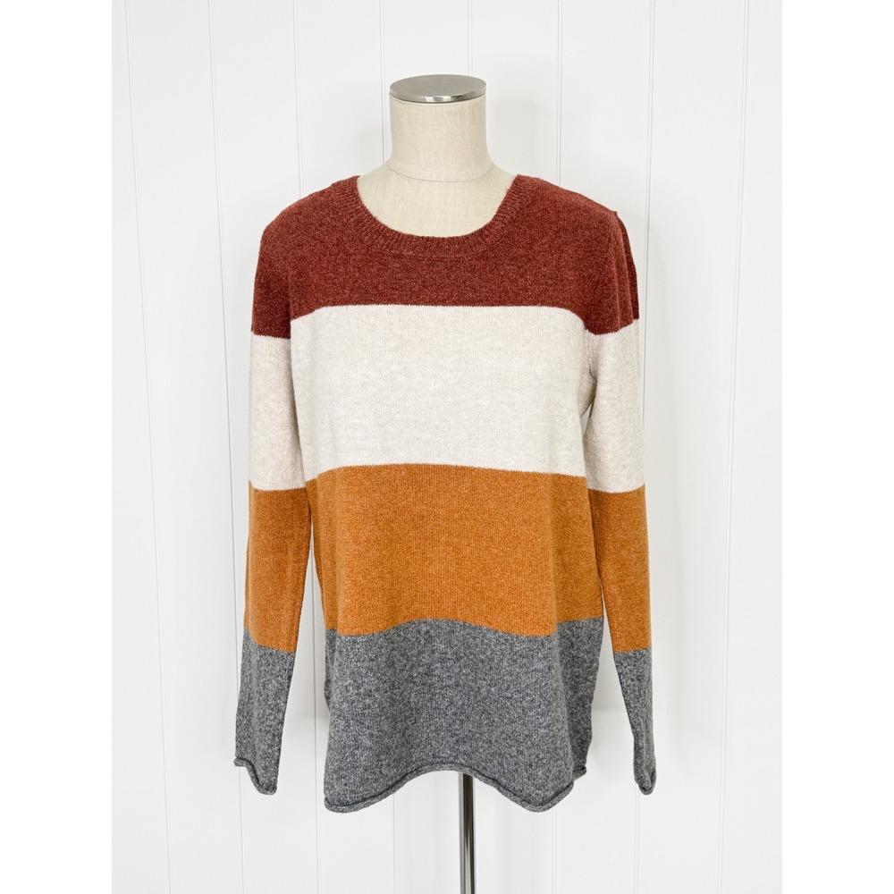 Pinque Gina Stitch Fix Colorblock Sweater NWT Rust Stone Crew Neck XXL